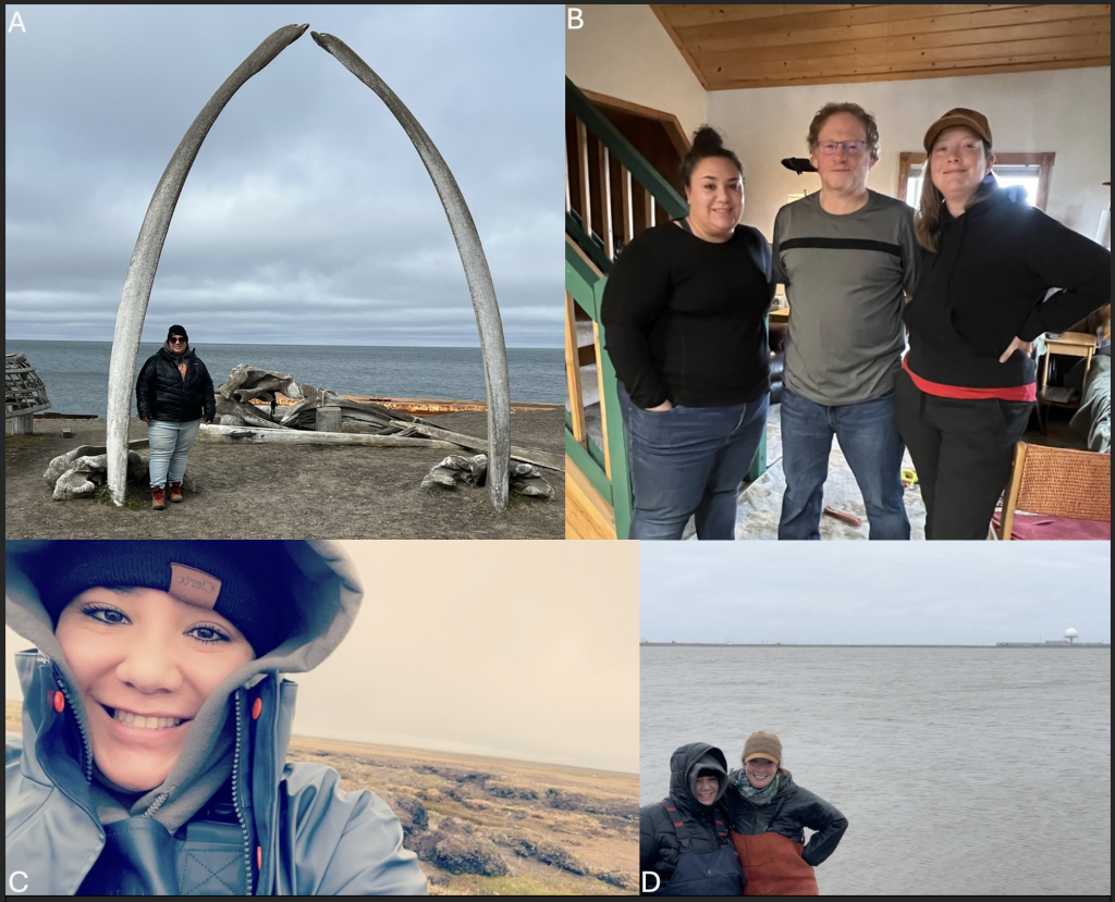 A photo collage of Jeanette with her team in Utqiaġvik